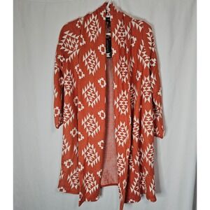 Antthony Original Womens Burnt Orange Geometric Southwestern Cardigan Size M NEW